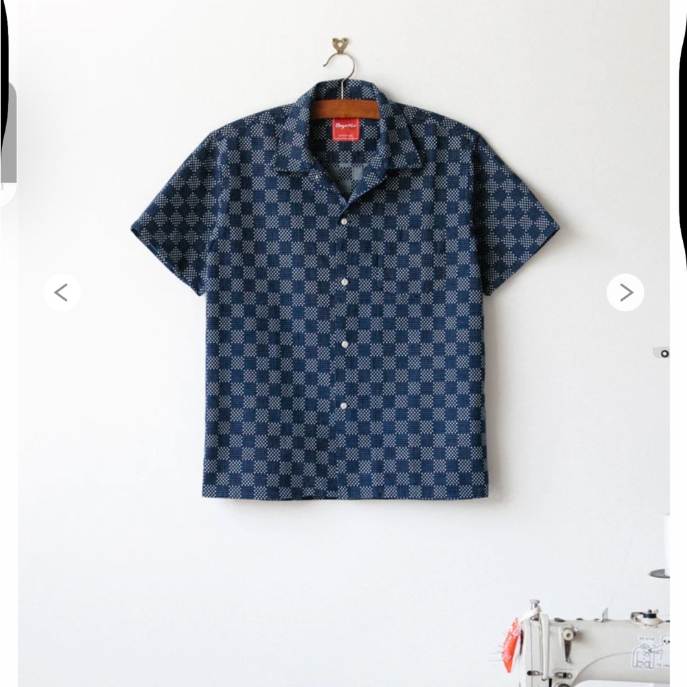 Paynter indigo sashiko camp collar shirt